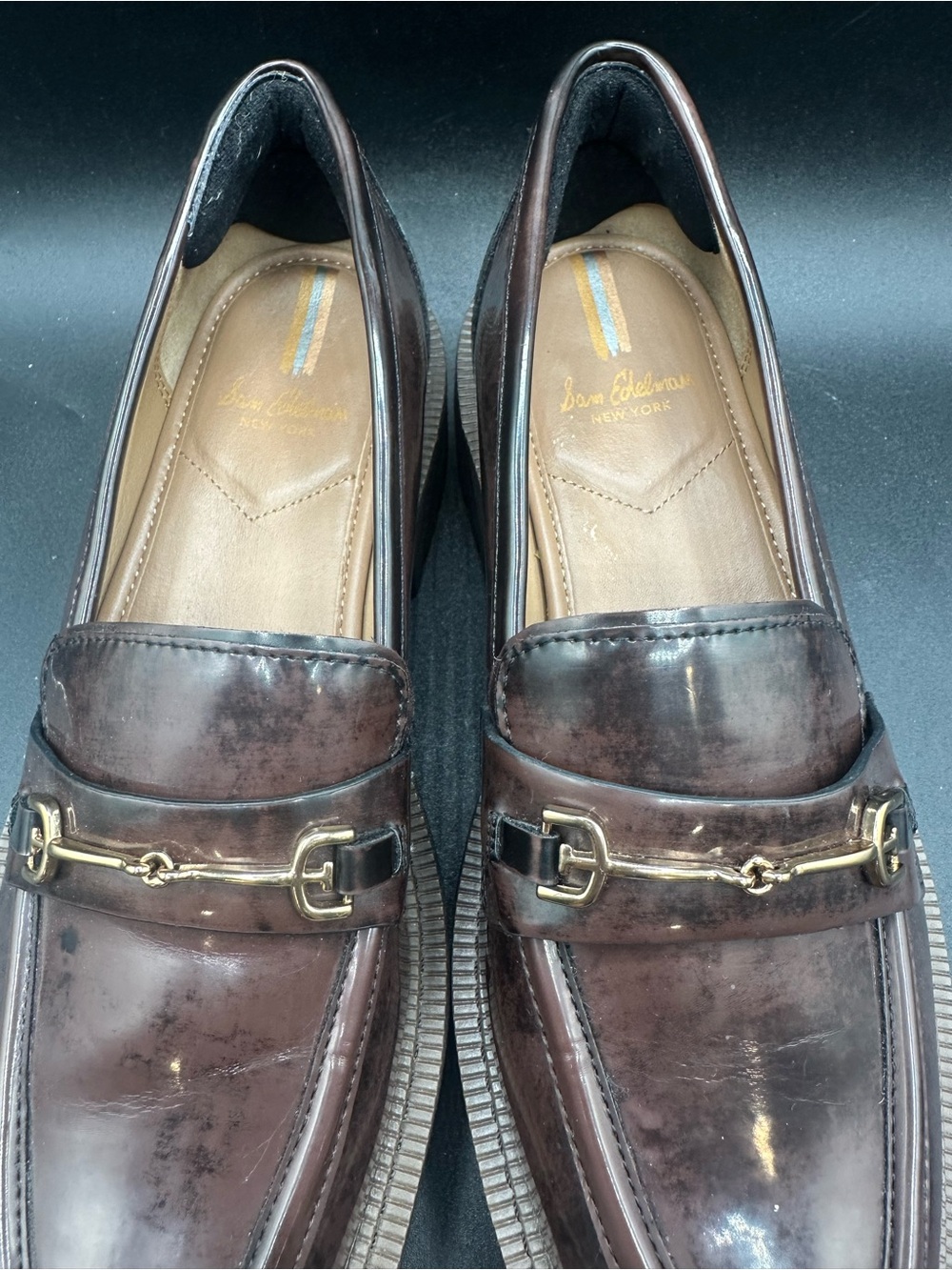 Sam Edelman LAURS LUG SOLE LOAFER Chunky Platform Flats Chestnut Brown size 9 - Picture 3 of 6
